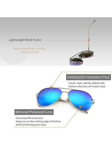 Gafas de sol aviador SUNGAIT - 2 pares polarizados espejados