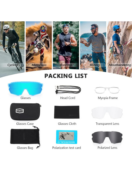 Gafas de sol deportivas GIEADUN con 3 lentes intercambiables