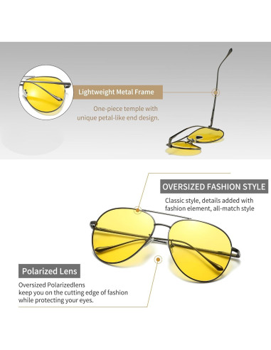 Gafas de sol aviador SUNGAIT - Lentes polarizados 5.08 cm