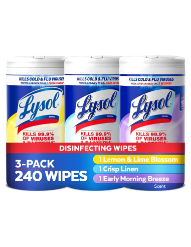 Toallitas Desinfectantes Lysol 80 Unidades Multiusos 3pk