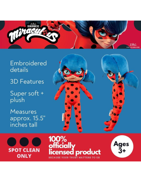 Almohada de Abrazo Franco Miraculous Ladybug 39 cm Suave