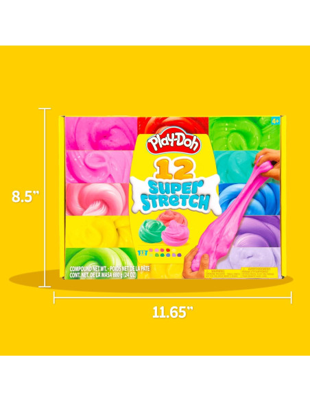 Play-Doh Super Stretch Kit 12 Colores 2 oz Diversión Creativa Play-Doh Super Stretch Kit 12 Colores 2 oz Diversión Creativa