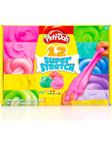 Play-Doh Super Stretch Kit 12 Colores 2 oz Diversión Creativa