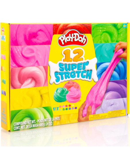 Play-Doh Super Stretch Kit 12 Colores 2 oz Diversión Creativa Play-Doh Super Stretch Kit 12 Colores 2 oz Diversión Creativa