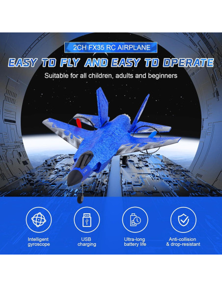 Avión RC Beffkkip HW39 2CH Control Remoto Azul