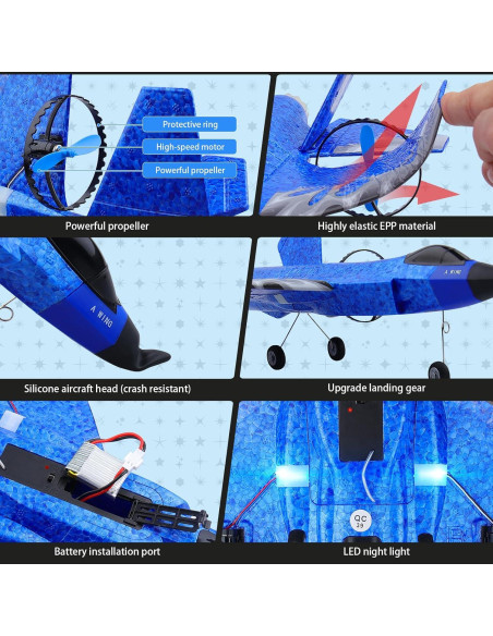 Avión RC Beffkkip HW39 2CH Control Remoto Azul