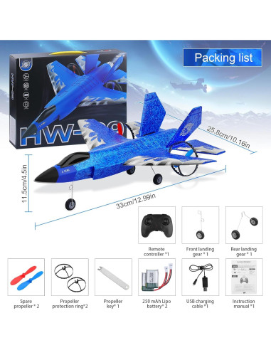 Avión RC Beffkkip HW39 2CH Control Remoto Azul