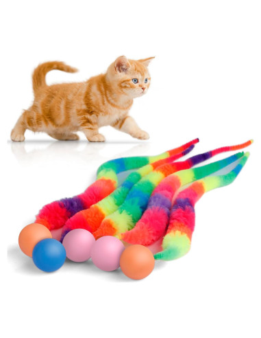 Juguete para Gato SHENGSEN - 5 Gusanos Coloridos Interactivos