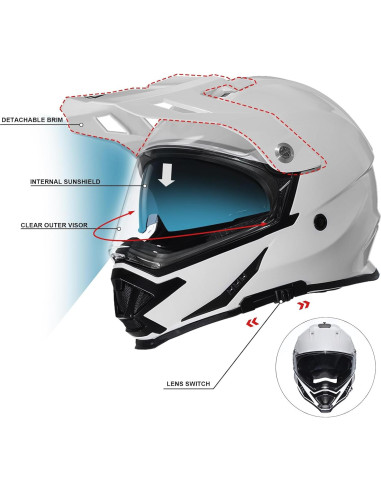 Casco Triangle AH609 Dual Sport para Motocicleta Grande