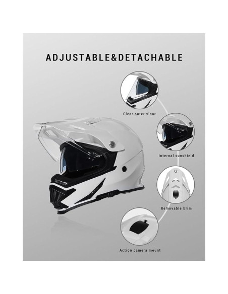 Casco Triangle AH609 Dual Sport para Motocicleta Grande