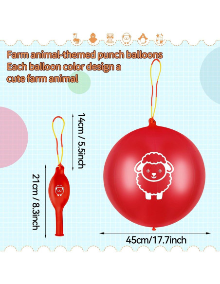 60 Globos de Golpe Animales de Granja HSLCGF Resistentes