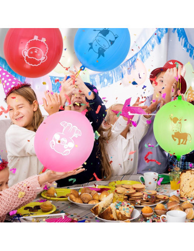 60 Globos de Golpe Animales de Granja HSLCGF Resistentes