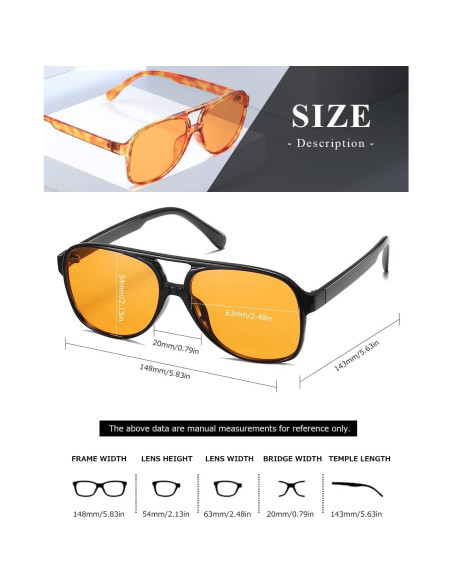Gafas de sol aviador TIANYESY retro unisex 5.08x6.30 cm