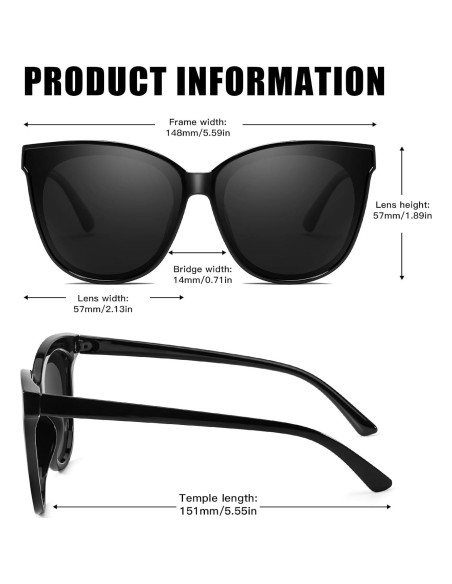 Gafas de sol LVIOE para mujeres, estilo gato, polarizadas Gafas de sol LVIOE para mujeres, estilo gato, polarizadas