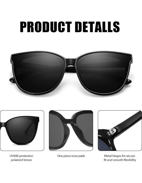 Gafas de sol LVIOE para mujeres, estilo gato, polarizadas Gafas de sol LVIOE para mujeres, estilo gato, polarizadas