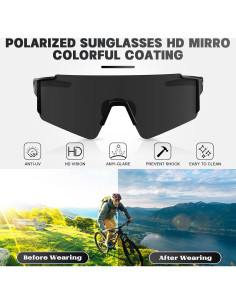 Gafas de Sol Deportivas Polarizadas HD UV400 - Negro 2