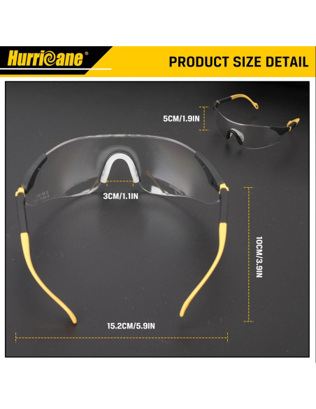 Gafas de seguridad HURRICANE UV400, lente clara, ligeras