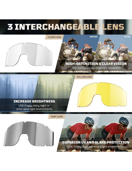 Gafas de Airsoft 1TG Tactical con 3 Lentes Anti Niebla