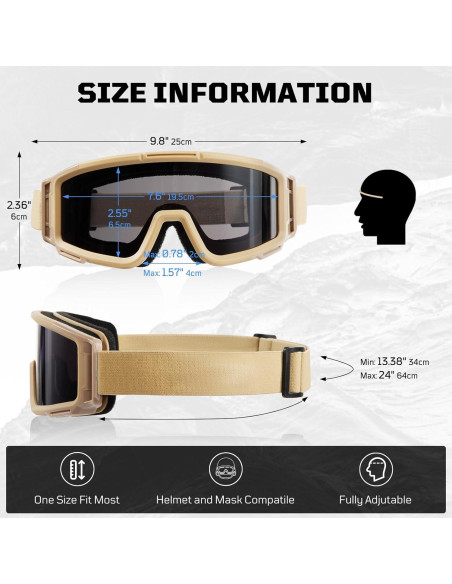 Gafas de Airsoft 1TG Tactical con 3 Lentes Anti Niebla