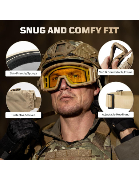 Gafas de Airsoft 1TG Tactical con 3 Lentes Anti Niebla