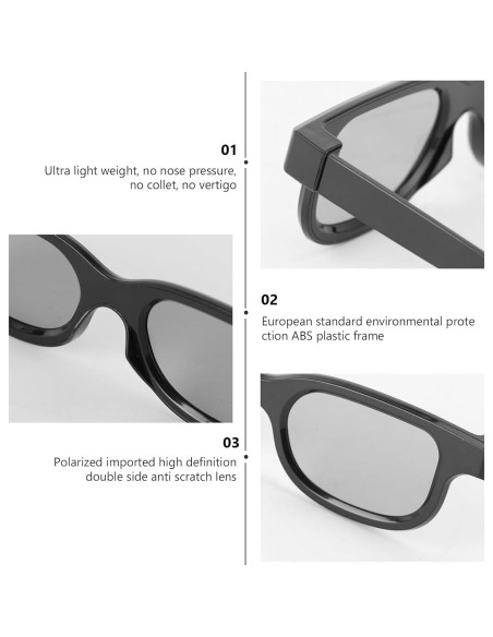 Gafas 3D SUPVOX Ultra-Ligeras Polarizadas - Marco Negro