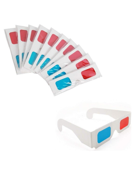 Gafas 3D KRISMYA 10 pares anaglifo rojas y cian