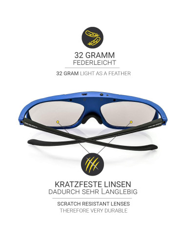 Gafas 3D Activas Hi-Shock Deep Heaven - Compatibles HD