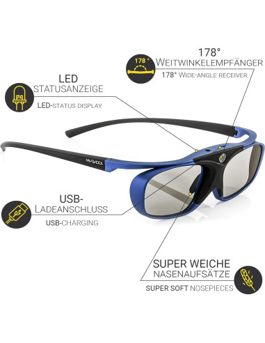 Gafas 3D Activas Hi-Shock Deep Heaven - Compatibles HD