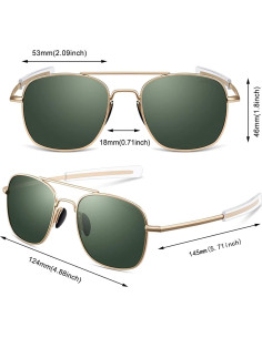 Gafas de sol aviador ACBLUCE 53mm polarizadas marco dorado 2