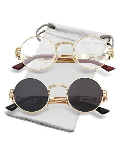 Gafas de sol redondas AIEYEZO Steampunk UV 100% bloqueadores