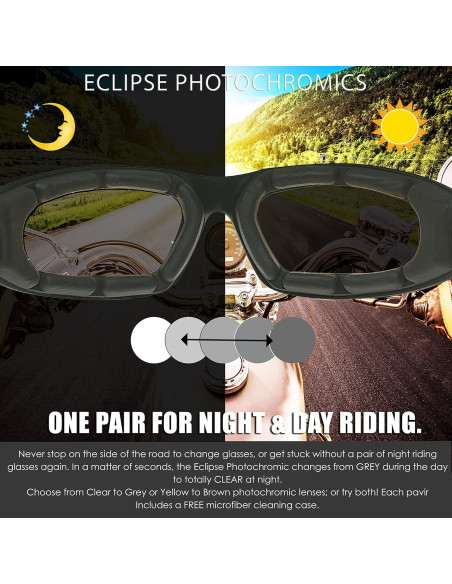 Gafas de Motocicleta Bikershades Fotoquímicas Claras a Grises