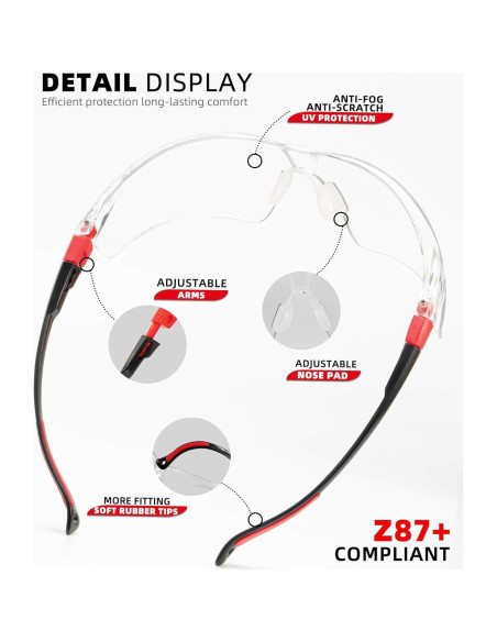 Gafas de Seguridad Ligeras QG01-3P Antiempañante Ajustables