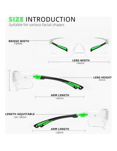 Gafas de Seguridad Ligeras QG01-3P Antiempañante Ajustables