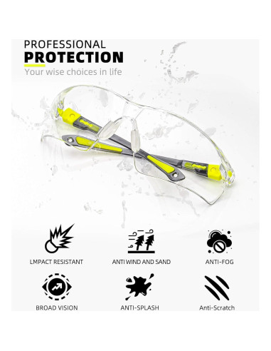 Gafas de Seguridad Ligeras QG01-3P Antiempañante Ajustables