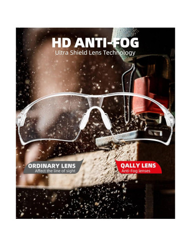 Gafas de Seguridad Ligeras QG01-3P Antiempañante Ajustables
