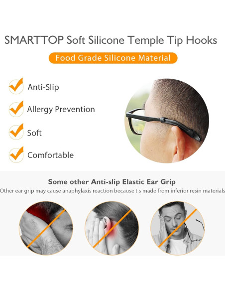 Mangas de Retención de Gafas SMARTTOP Silicona Suave 6 Pares Mangas de Retención de Gafas SMARTTOP Silicona Suave 6 Pares