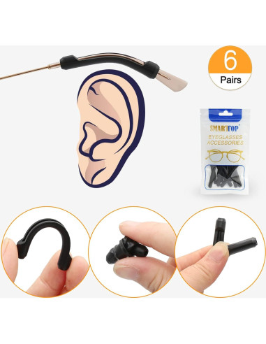 Mangas de Retención de Gafas SMARTTOP Silicona Suave 6 Pares