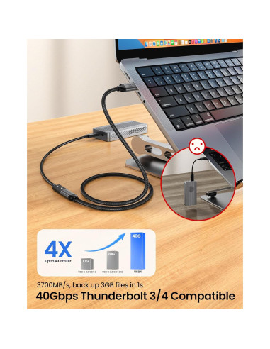 Cable Extensión USB4 Silkland 1m 40Gbps 240W 8K Thunderbolt 4
