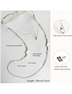 Cadena de Gafas con Perlas YN02 para Mujeres Rosa 2