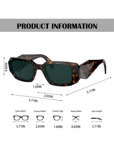 Gafas de Sol Rectangulares BUTABY Marco Leopardo Verde