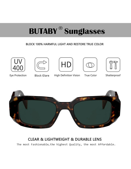 Gafas de Sol Rectangulares BUTABY Marco Leopardo Verde