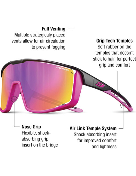 Gafas de Sol Julbo J5314020 Negro/Rosa con Ventilación Gafas de Sol Julbo J5314020 Negro/Rosa con Ventilación