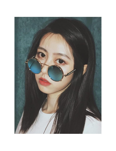 Gafas de sol redondas AIEYEZO oro espejo azul hielo