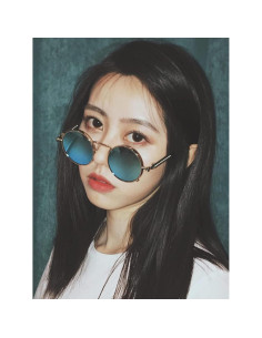 Gafas de sol redondas AIEYEZO plata espejo azul 50mm UV 2