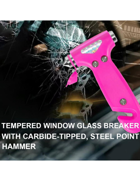 Martillo de Seguridad Booge con Cortador y Rompedor - Rosa