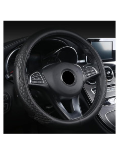 Funda de Volante AUCELI 38cm Cuero Antideslizante Negro