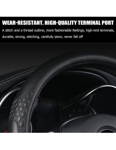 Funda de Volante AUCELI 38cm Cuero Antideslizante Negro 2