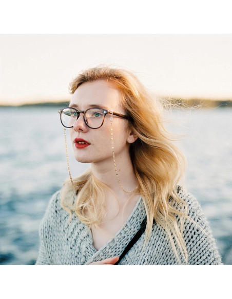 Cadena de Gafas PEARLADA de Oro 18K 80 cm Soporte Elegante