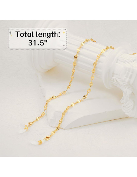 Cadena de Gafas PEARLADA de Oro 18K 80 cm Soporte Elegante