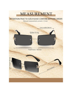 Gafas de Sol Rectangulares Sin Montura 4 Pares Vintage 2